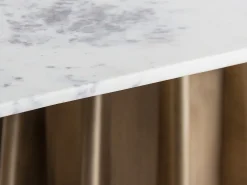 Mensa mesa de comedor ovalada de mármol blanco con patas de metal dorado 200 cm