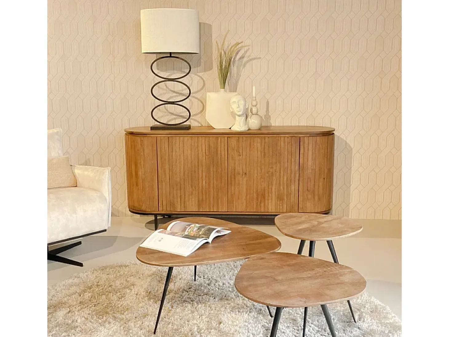 MENTON-Aparador de madera maciza de 180 cm