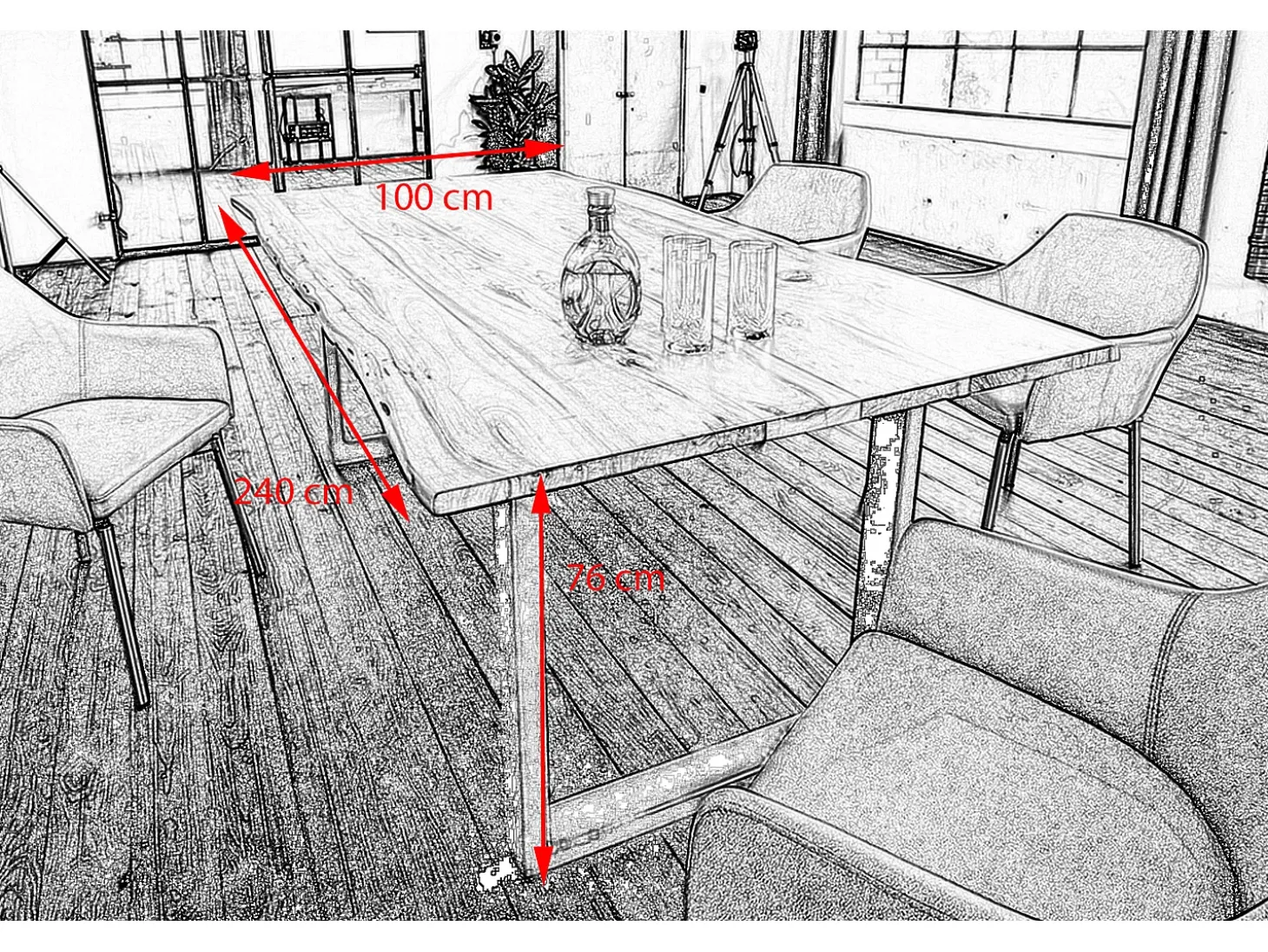 Mesa - Madera Madera - 240 x 100 cm - LORE