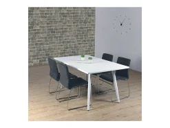 Mesa 200 x 100 Colección RENNES con patas de metal y tapa blanca. Diseño de mesa.