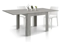 Mesa acabado gris cemento, plegable extensible 90×90- 180×90 cm - LIPARI