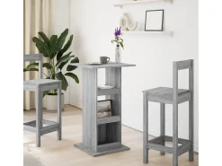 Mesa alta bar con almacenaje madera gris Sonoma 60x60x102 cm