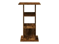 Mesa alta bar con almacenaje madera roble ahumado 60x60x102 cm