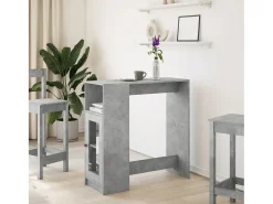 Mesa alta bar con estantes madera gris hormigón 101x40x103,5 cm