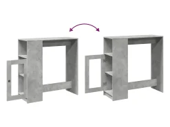 Mesa alta bar con estantes madera gris hormigón 101x40x103,5 cm