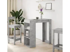 Mesa alta bar con estantes madera gris hormigón 102x50x103,5cm