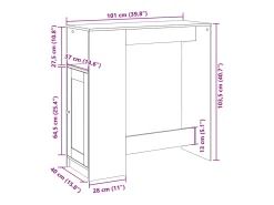 Mesa alta bar con estantes madera roble Sonoma 101x40x103,5 cm