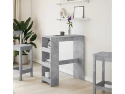 Mesa alta bar con estantes madera gris hormigón 90x40x103,5 cm