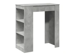 Mesa alta bar con estantes madera gris hormigón 95x47x103,5 cm