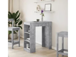 Mesa alta bar con estantes madera gris hormigón 95x47x103,5 cm