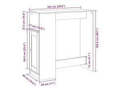 Mesa alta bar con estantes roble ahumado 101x40x103,5 cm