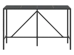 Mesa alta bar ratán PE y superficie vidrio negro 180x70x110 cm ES813204