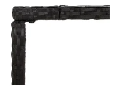 Mesa alta bar ratán PE y superficie vidrio negro 180x70x110 cm ES813204