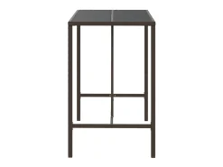 Mesa alta bar superficie vidrio ratán PE marrón 110x70x110 cm ES699090