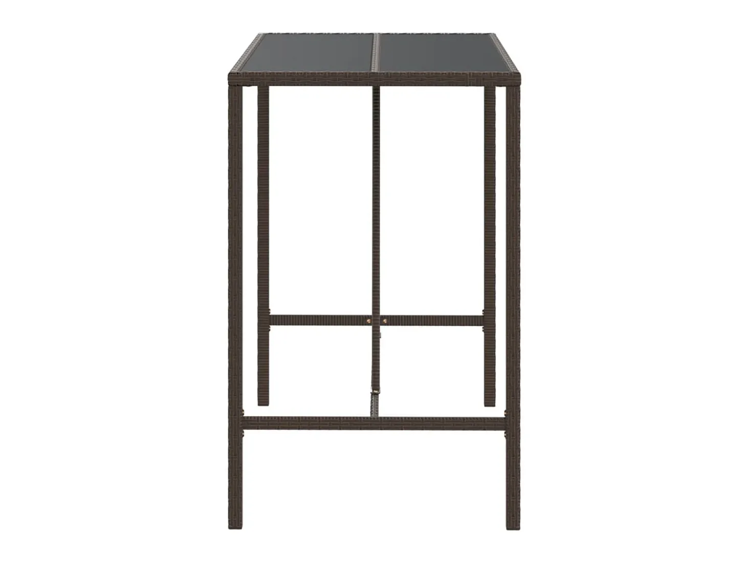Mesa alta bar superficie vidrio ratán PE marrón 110x70x110 cm ES699090