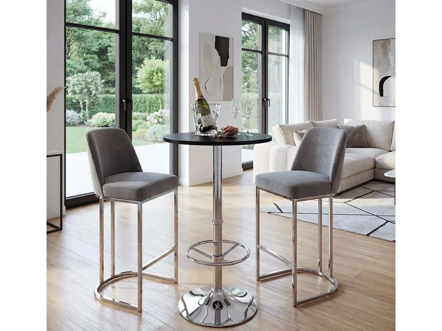 Mesa alta Bilbao Reposapiés, negro