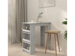 Mesa alta con estante almacenaje gris hormigón 102x50x103,5 cm