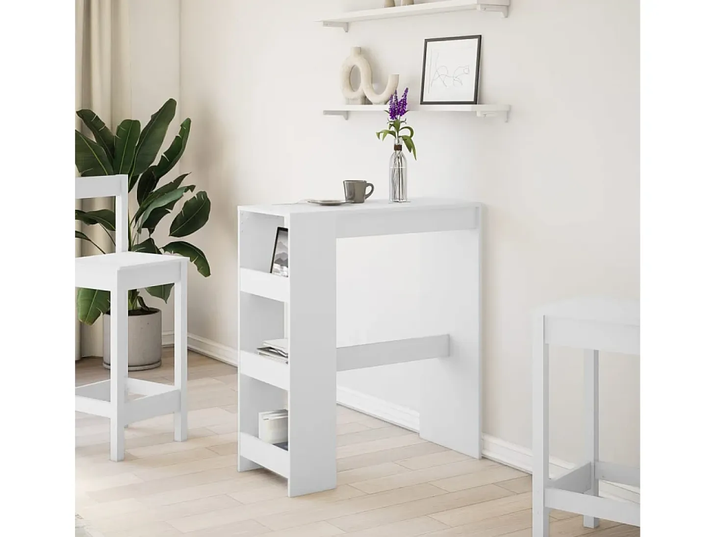 Mesa alta con estantes madera ingeniería 90x40x103,5 cm