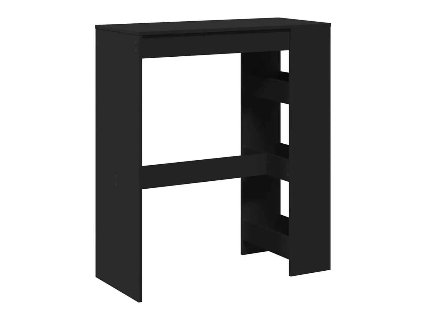 Mesa alta con estantes madera ingeniería negra 90x40x103,5 cm