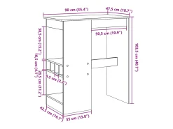 Mesa alta con estantes madera ingeniería 90x47,5x103,5 cm
