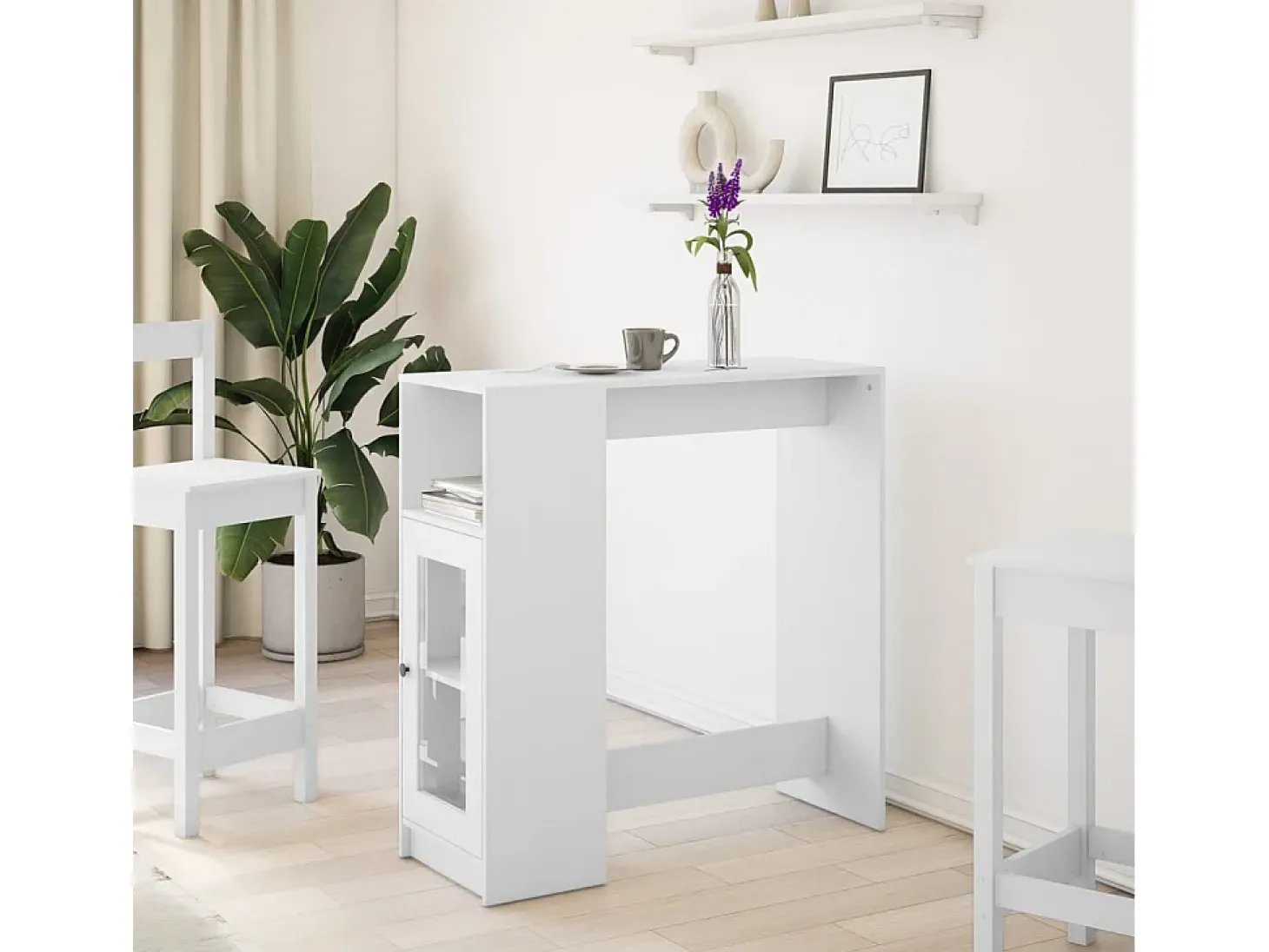 Mesa alta con estantes madera ingeniería 101x40x103,5 cm