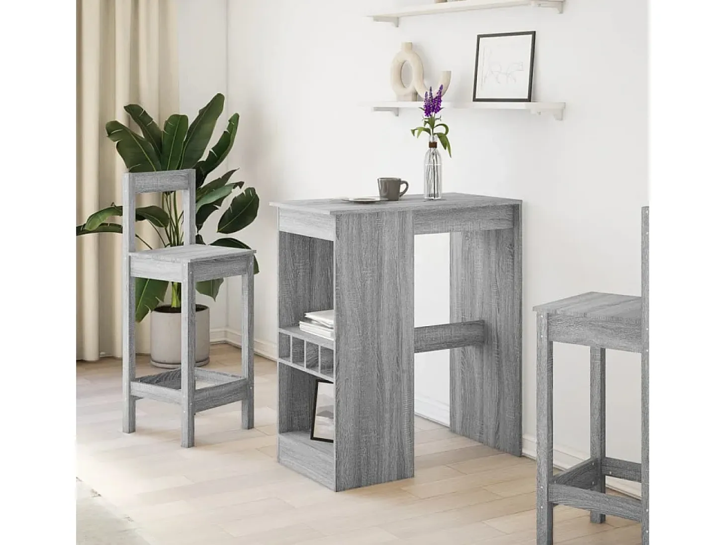 Mesa alta con estantes madera gris Sonoma 90x47,5x103,5 cm