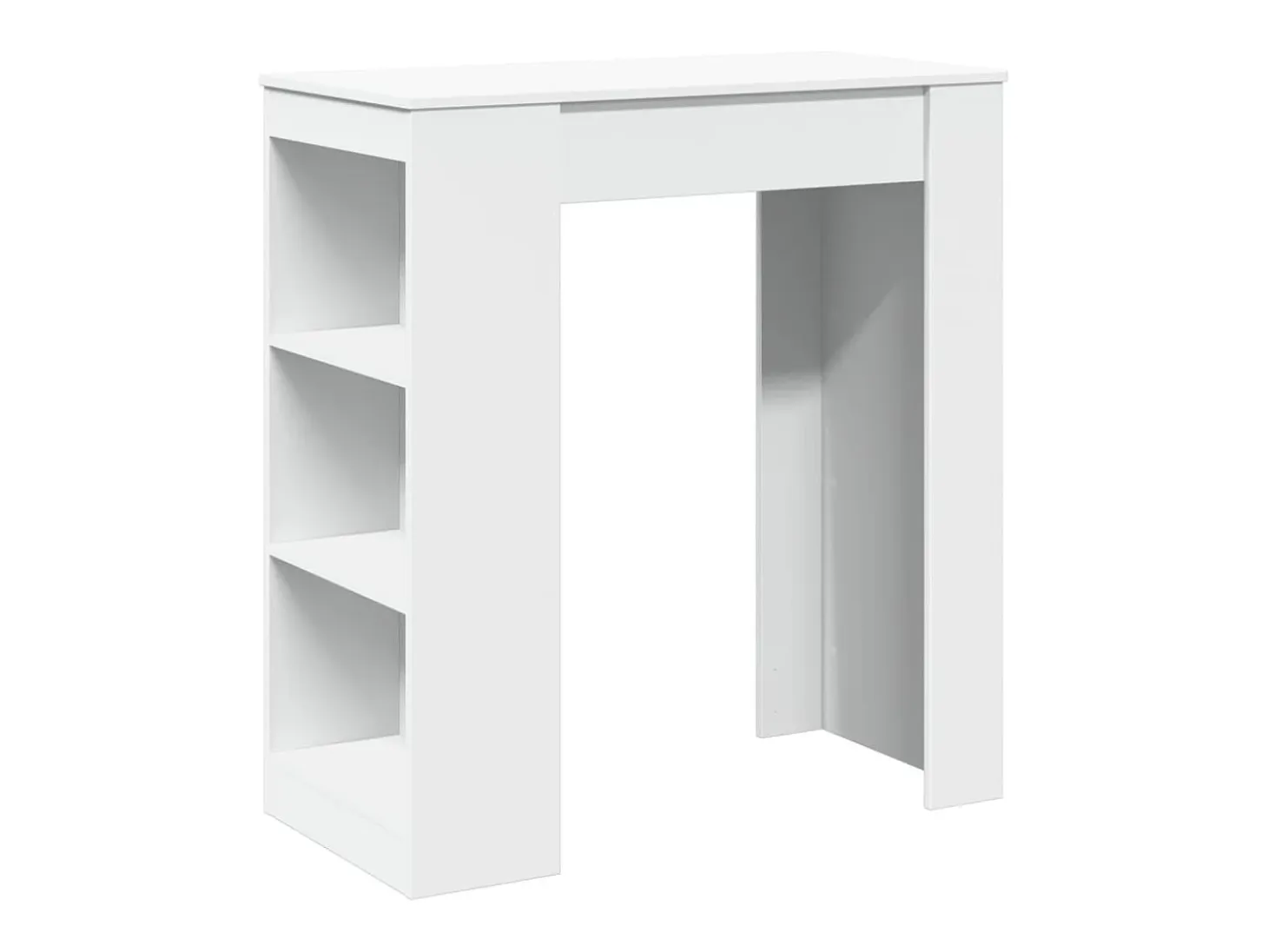 Mesa alta con estantes madera ingeniería blanca 95x47x103,5 cm