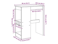 Mesa alta con estantes madera envejecida 90x47,5x103,5 cm