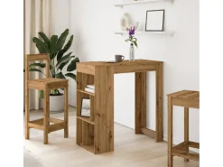 Mesa alta con estantes madera roble artisian 102x50x103,5 cm