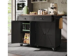 Mesa alta con tablero de espejo jaspeado, diseño moderno, MDF, color negro, patas de metal (100 x 90 x 90 cm)