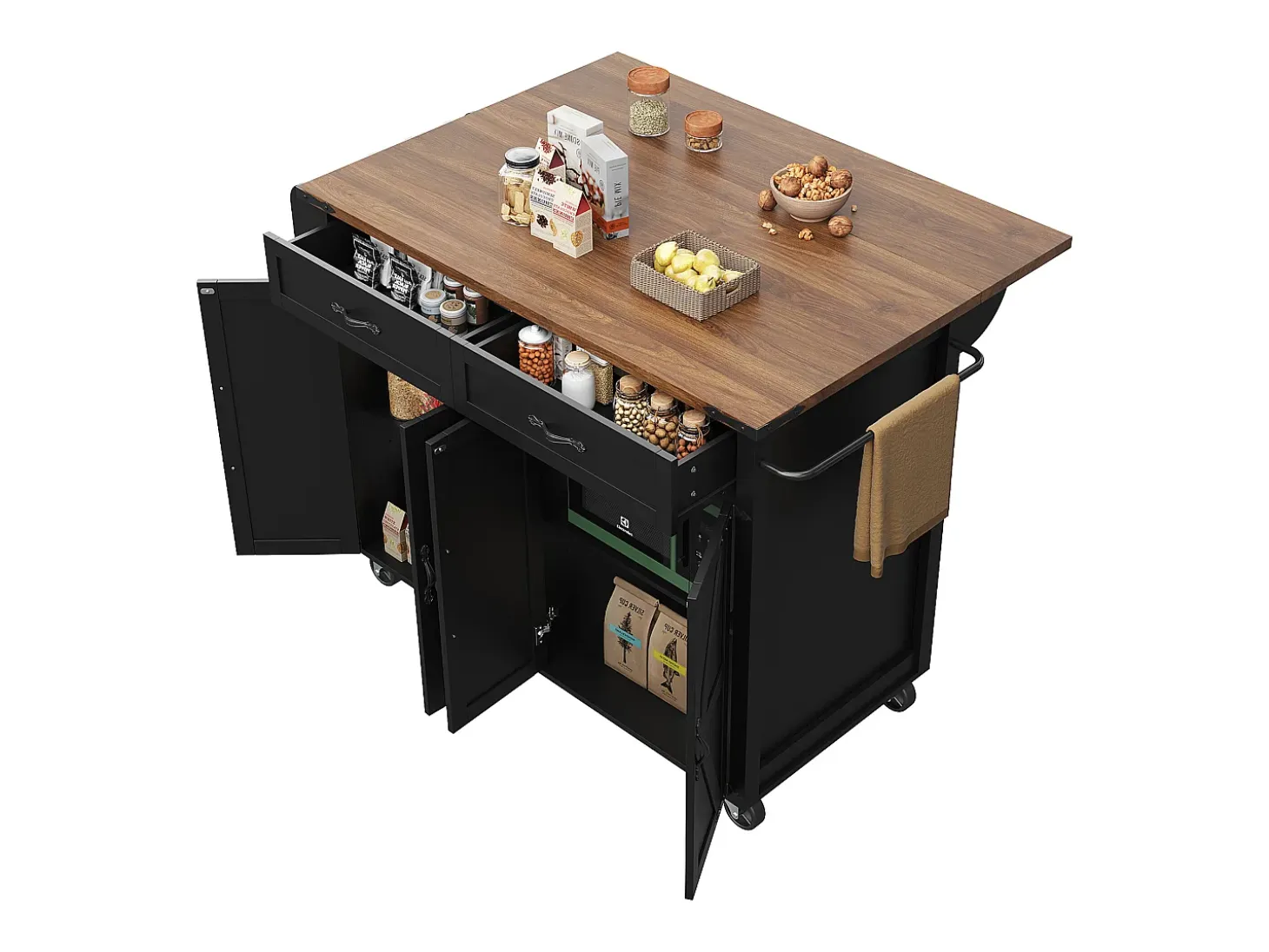 Mesa alta con tablero de espejo jaspeado, diseño moderno, MDF, color negro, patas de metal (100 x 90 x 90 cm)