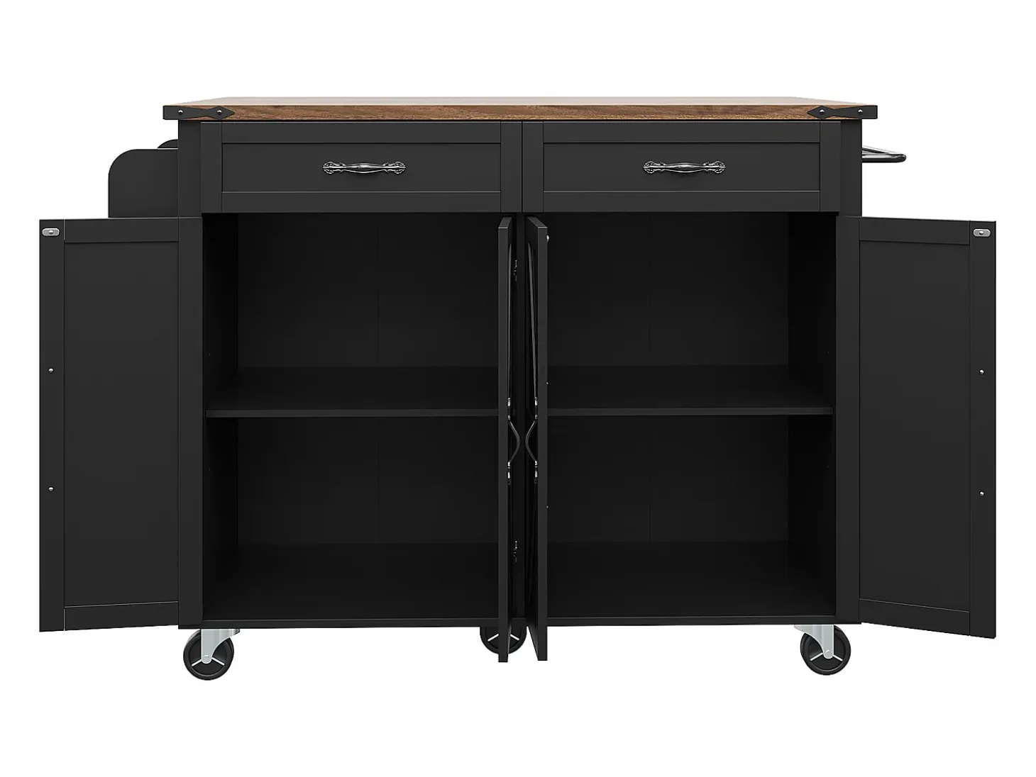 Mesa alta con tablero de espejo jaspeado, diseño moderno, MDF, color negro, patas de metal (100 x 90 x 90 cm)