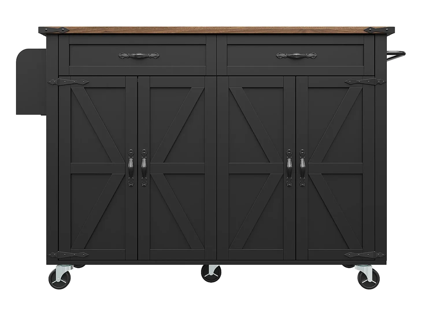 Mesa alta con tablero de espejo jaspeado, diseño moderno, MDF, color negro, patas de metal (100 x 90 x 90 cm)