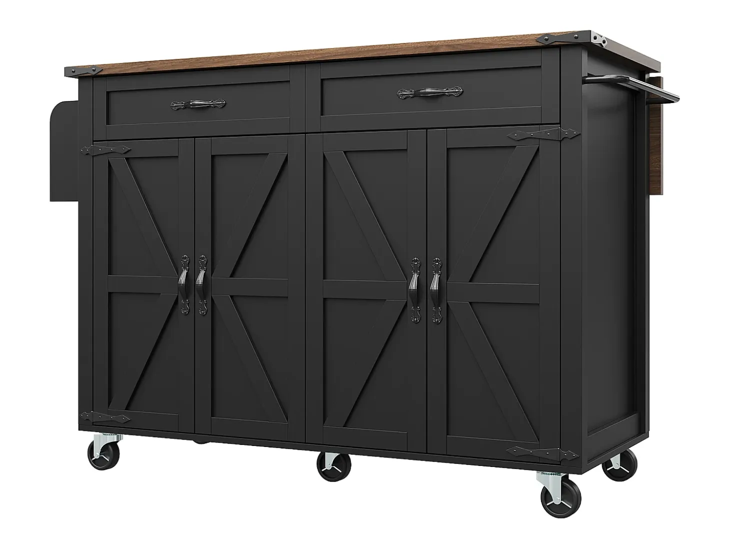 Mesa alta con tablero de espejo jaspeado, diseño moderno, MDF, color negro, patas de metal (100 x 90 x 90 cm)
