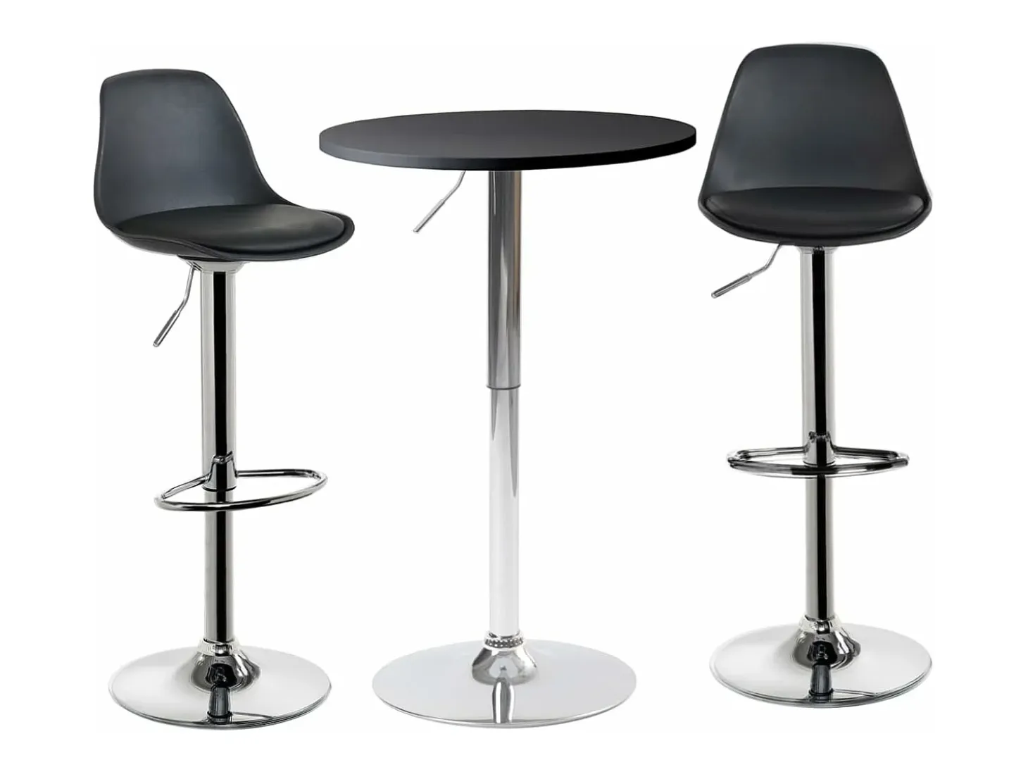 Mesa Alta de Bar Ø60 cm – Altura Regulable y Giratoria – Diseño Moderno SETI (Negro)