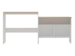 Mesa alta de bar con 2 tableros blanco y roble 130x40x120 cm ES375603