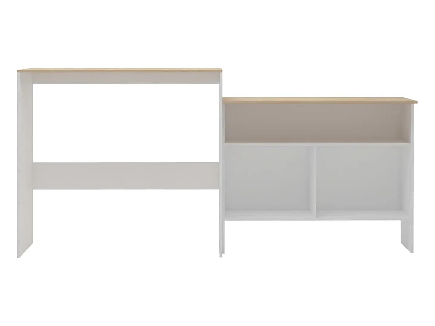 Mesa alta de bar con 2 tableros blanco y roble 130x40x120 cm ES375603