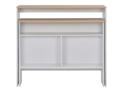 Mesa alta de bar con 2 tableros blanco y roble 130x40x120 cm ES375603