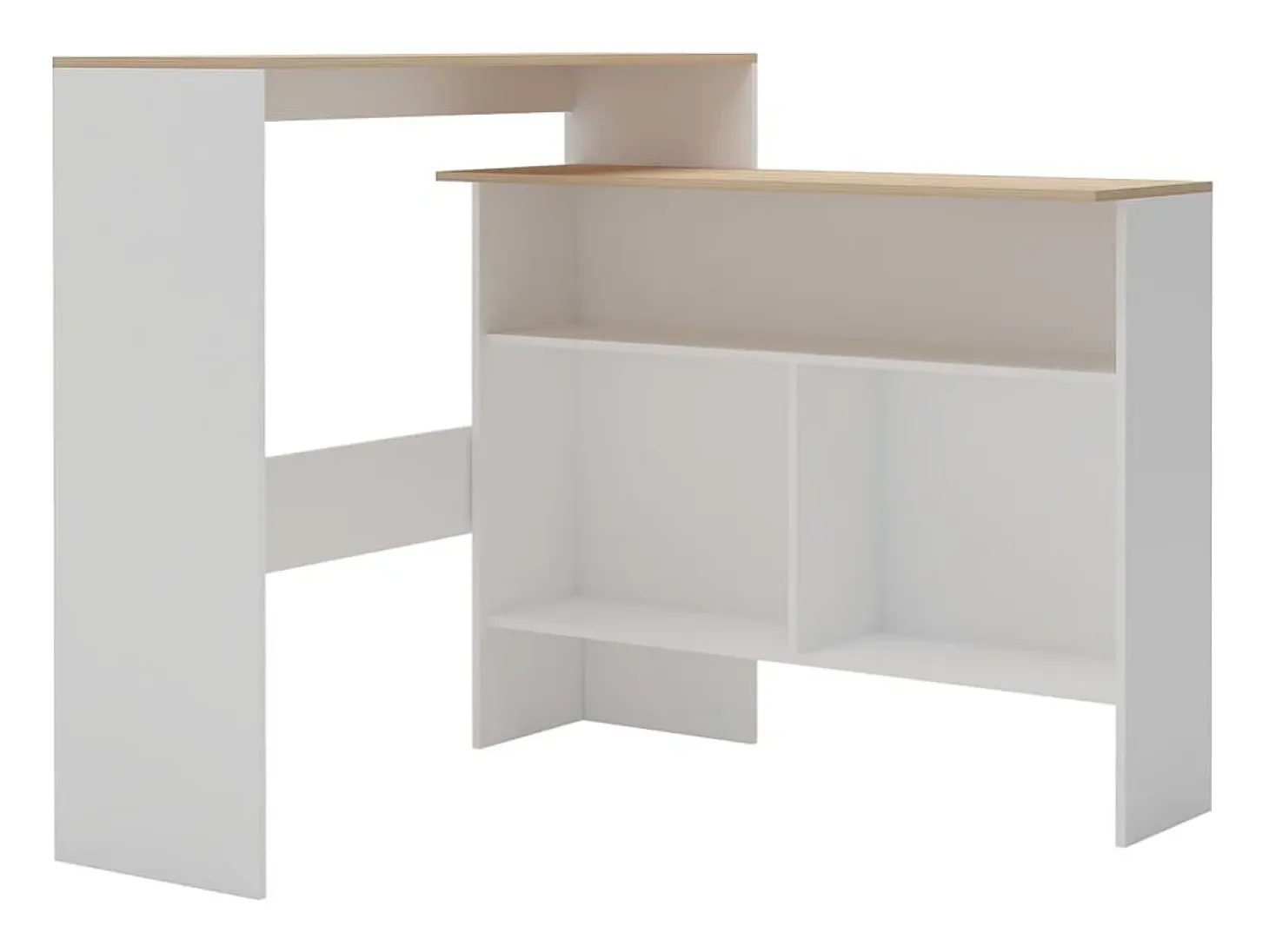 Mesa alta de bar con 2 tableros blanco y roble 130x40x120 cm ES375603