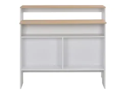 Mesa alta de bar con 2 tableros blanco y roble 130x40x120 cm ES375603