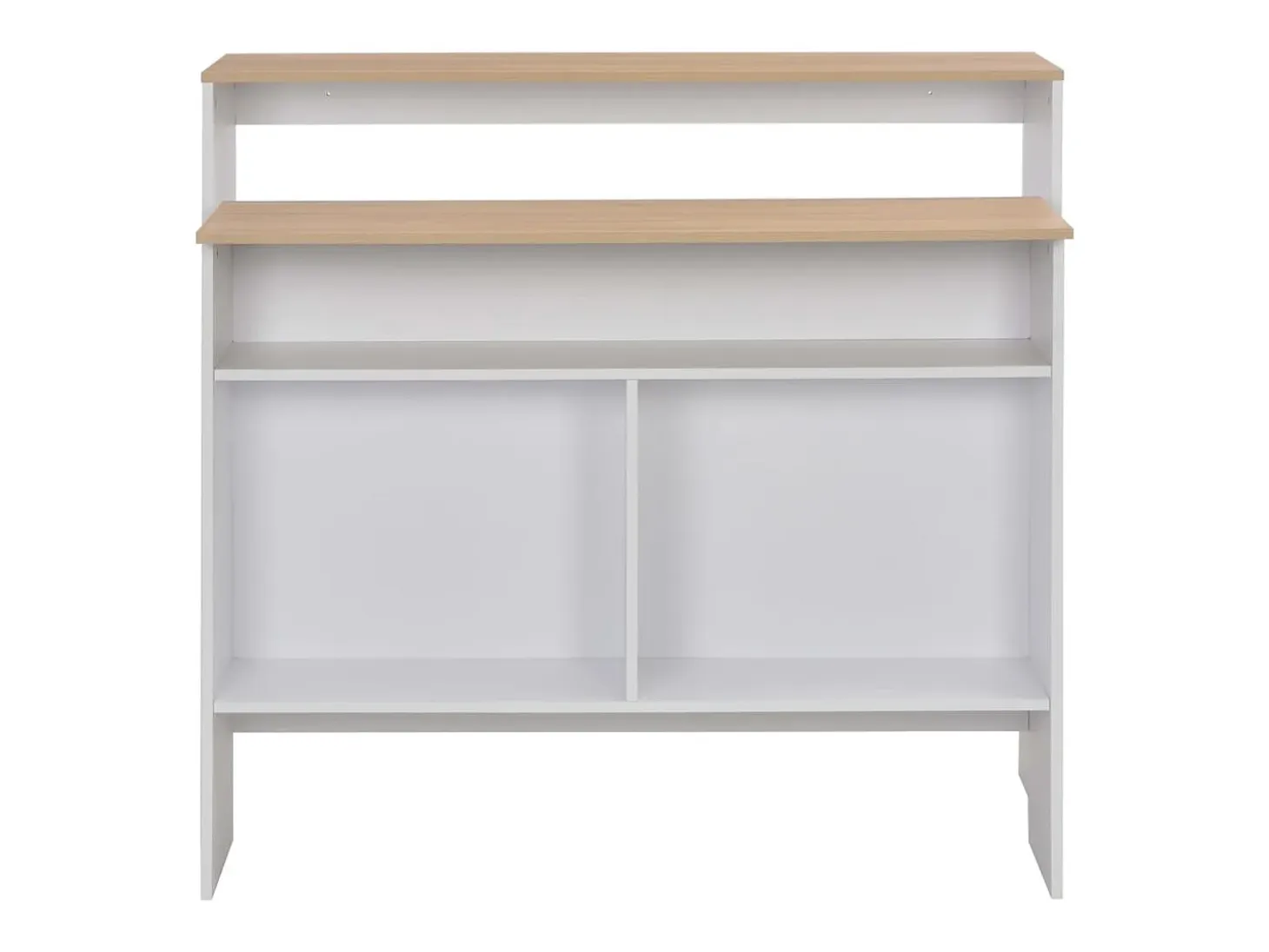 Mesa alta de bar con 2 tableros blanco y roble 130x40x120 cm ES375603