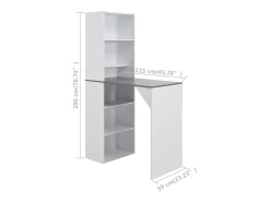 Mesa alta de bar con armario blanca 115x59x200 cm
