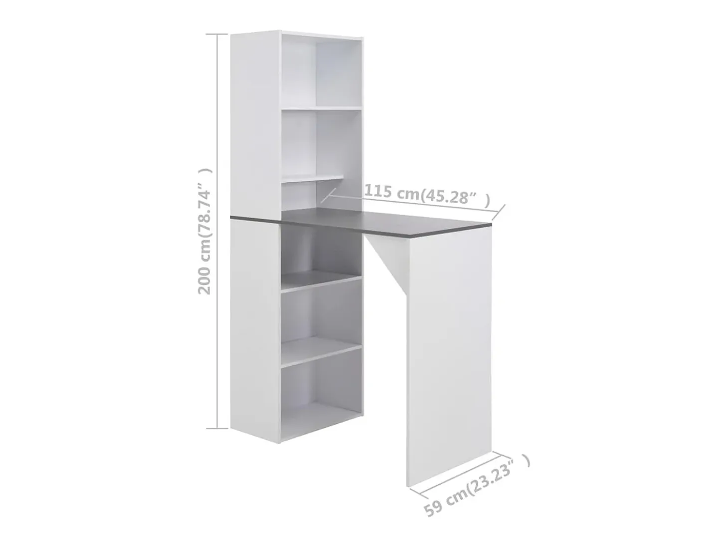 Mesa alta de bar con armario blanca 115x59x200 cm