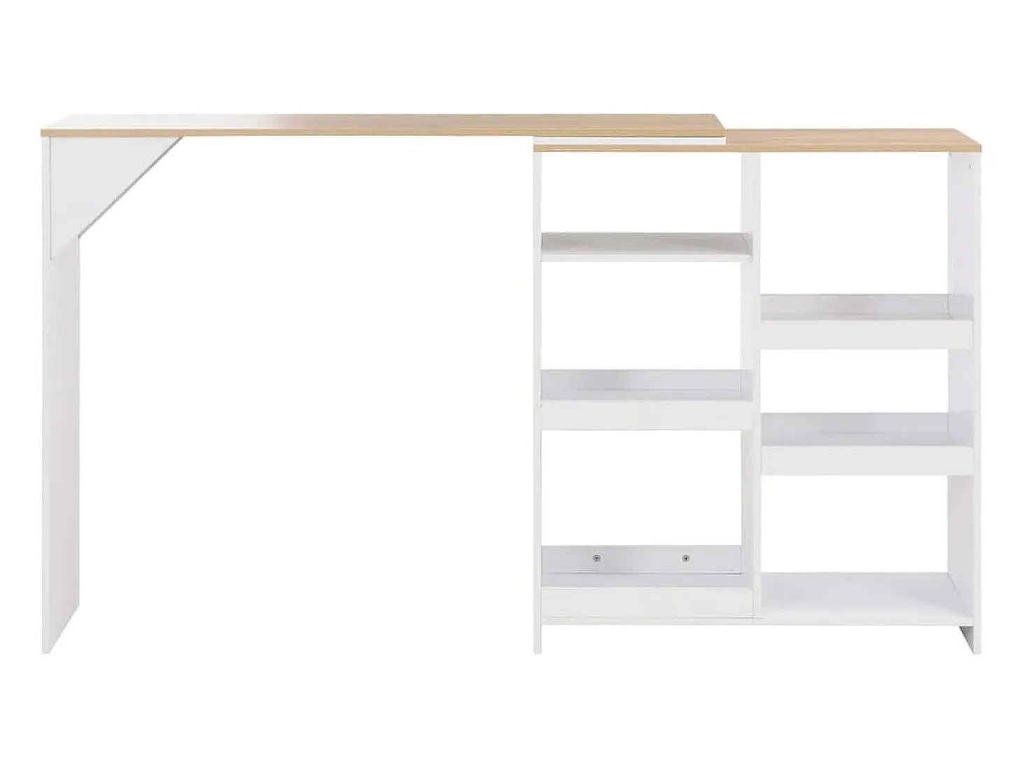 Mesa alta de bar con estante móvil blanca 138x39x110 cm ES423149