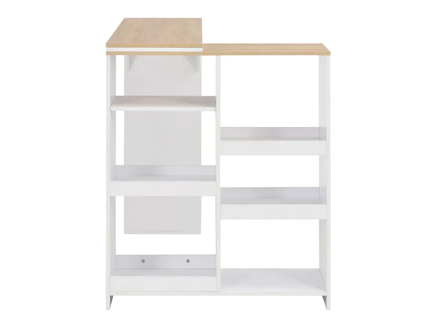 Mesa alta de bar con estante móvil blanca 138x39x110 cm ES423149