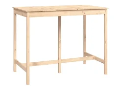 Mesa alta de bar de madera maciza de pino 140x80x110 cm