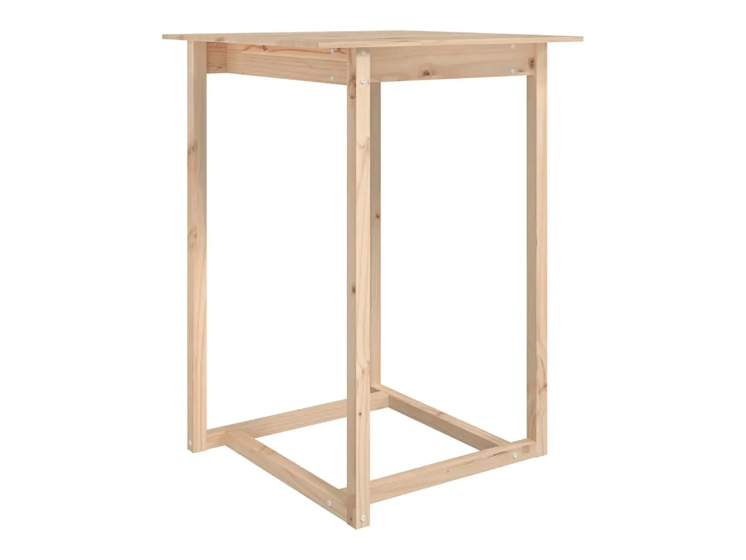 Mesa alta de bar de madera maciza de pino 80x80x110 cm