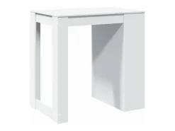 Mesa alta de bar madera ingeniería blanca 102x70x103,5 cm