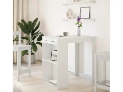 Mesa alta de bar madera ingeniería blanca 102x70x103,5 cm