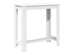 Mesa alta de bar madera ingeniería blanca 102x50x103,5 cm